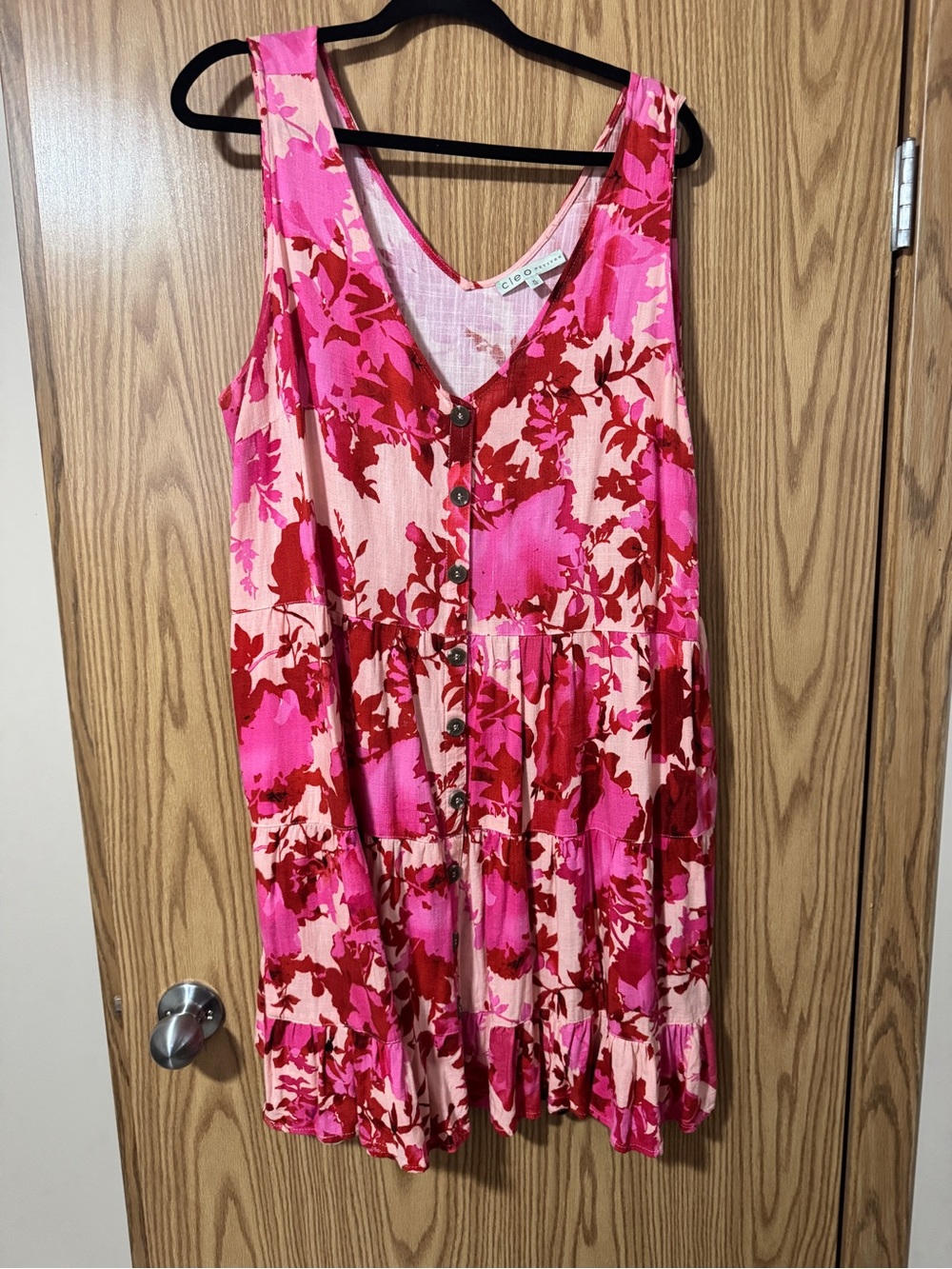 cleo Pink and Red Floral Midi Dress